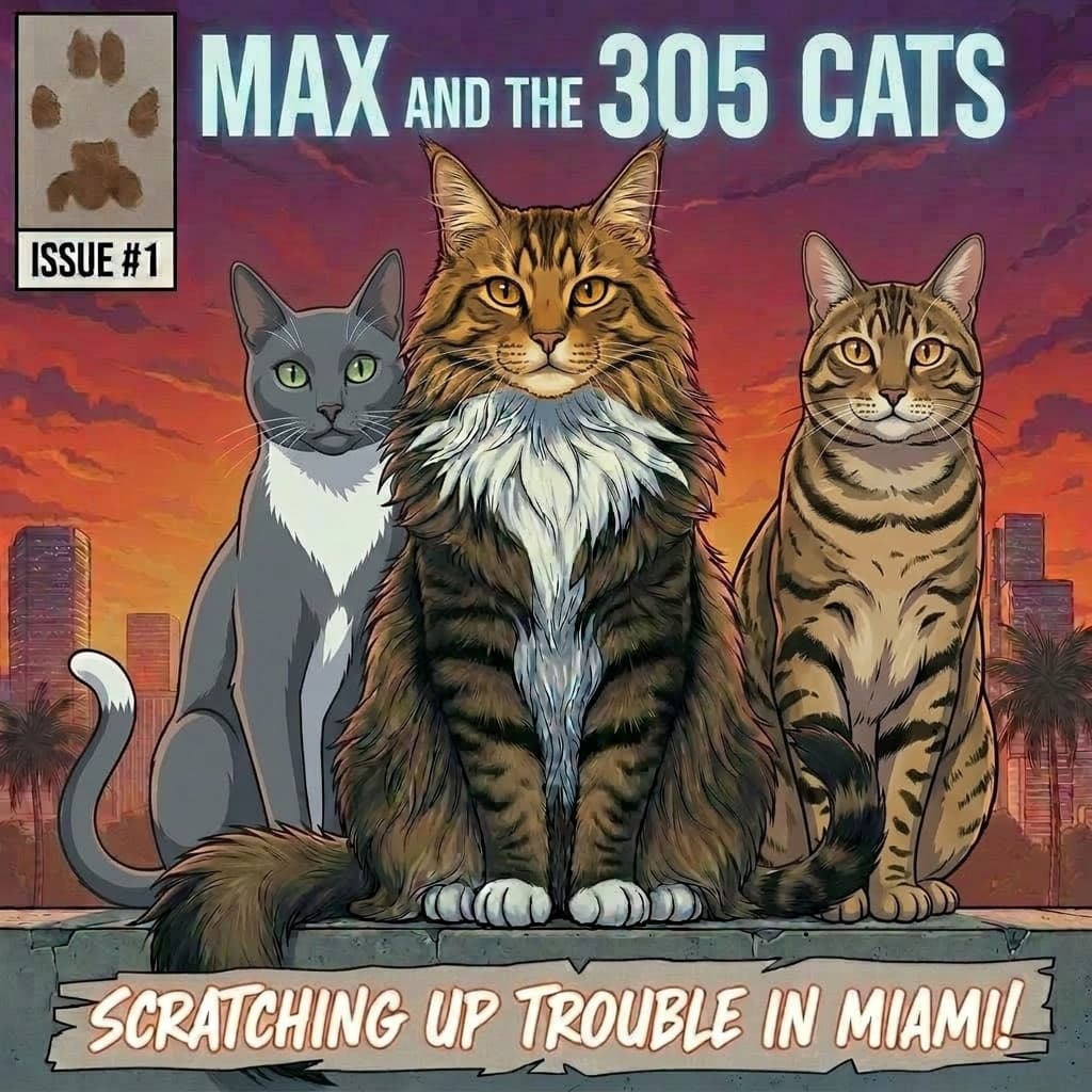 Max & The 305 Cats comic book cover art